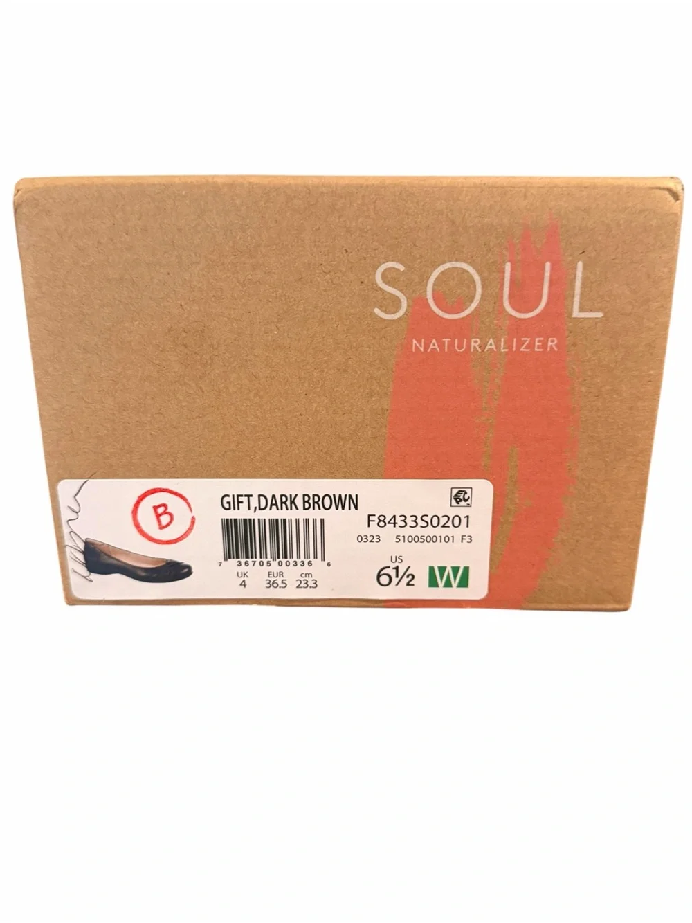 SOUL Naturalizer Dark Brown Ballet Flats Wide Width Comfort Slip On 6.5W